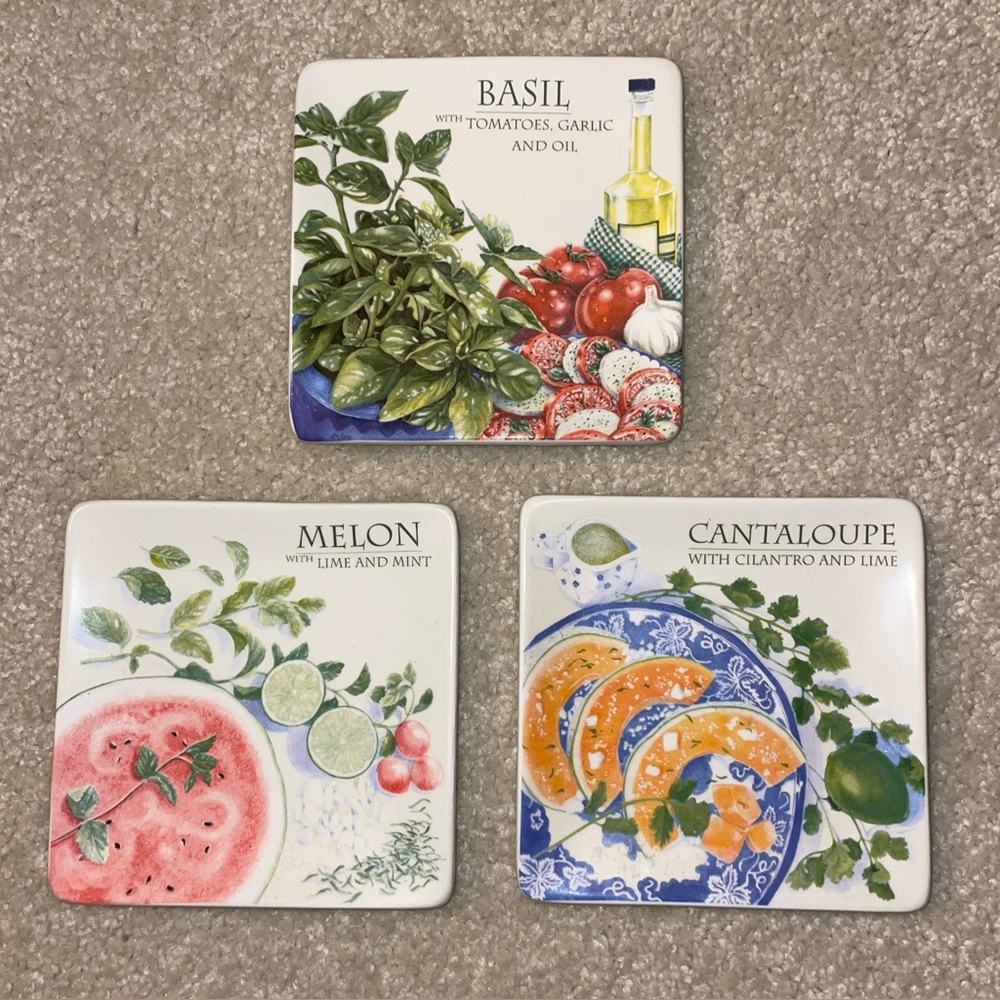 LANG Party Plates Kitchen Garden Decor Set Of 3 Graphic Cottage Fruit Y2K